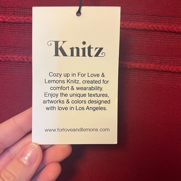 NWT FOR LOVE AND LEMONS KNITZ RED LONG SLEEVED DRESS - Picture 5 of 9